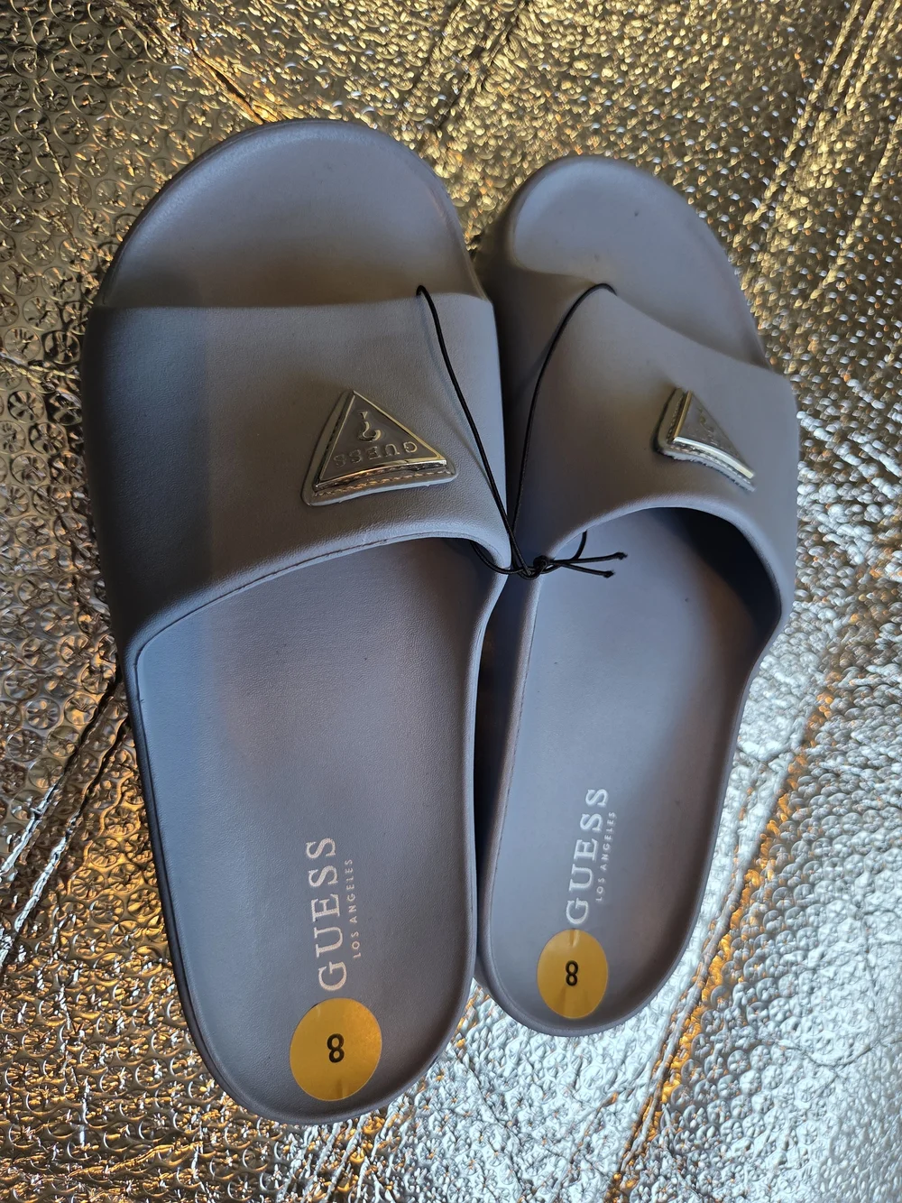 GUESS Blue/Grey Slide Sandals with Triangle Logo
